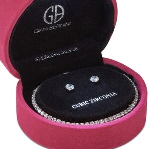 2 Pc. Set Cubic Zirconia Tennis Bracelet & Stud Earrings In Sterling Silver
